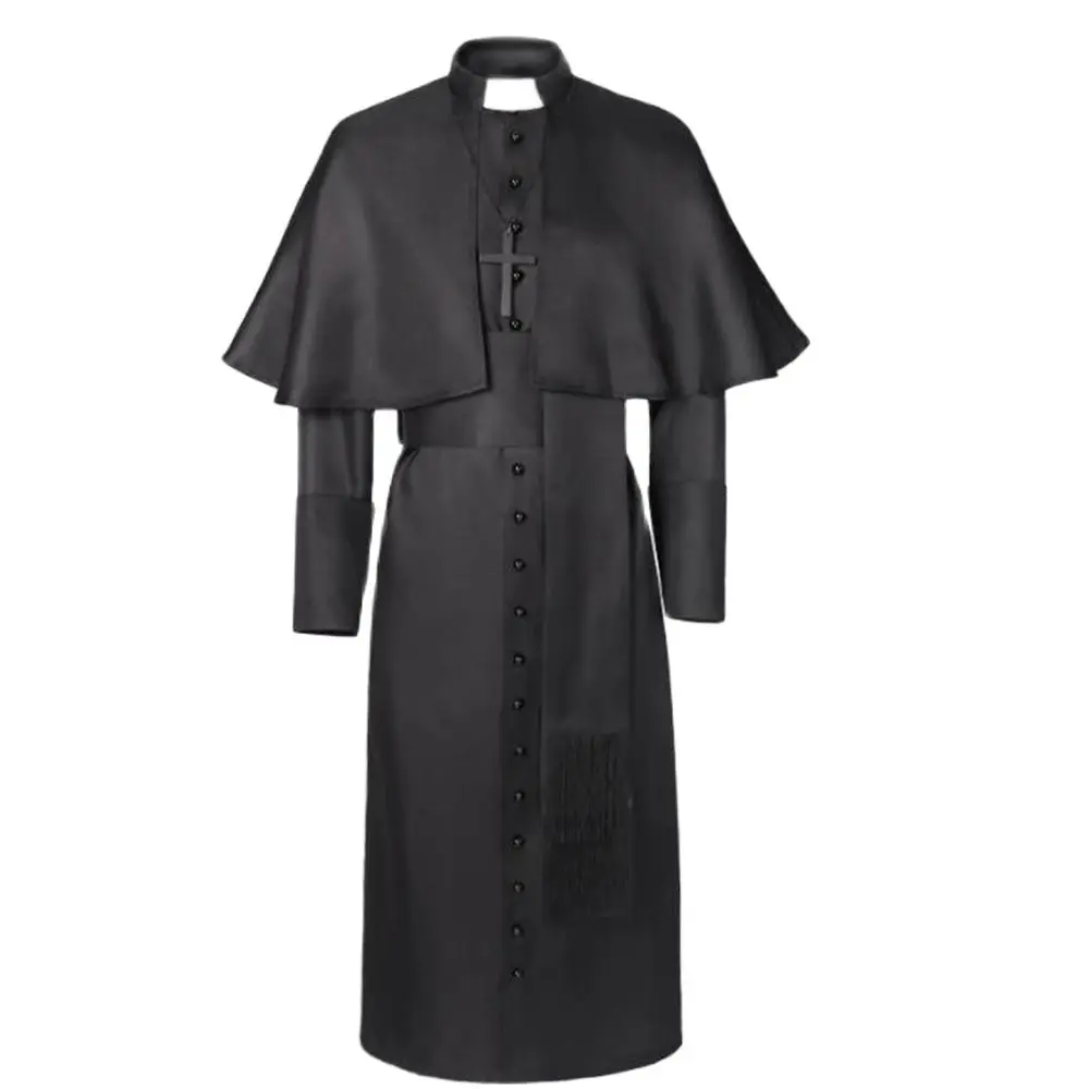 Medieval Priest Costume Catholic Church Religious Roman Soutane Pope Pastor Father Costumes Mass Missionary Robe Clergy Cassock