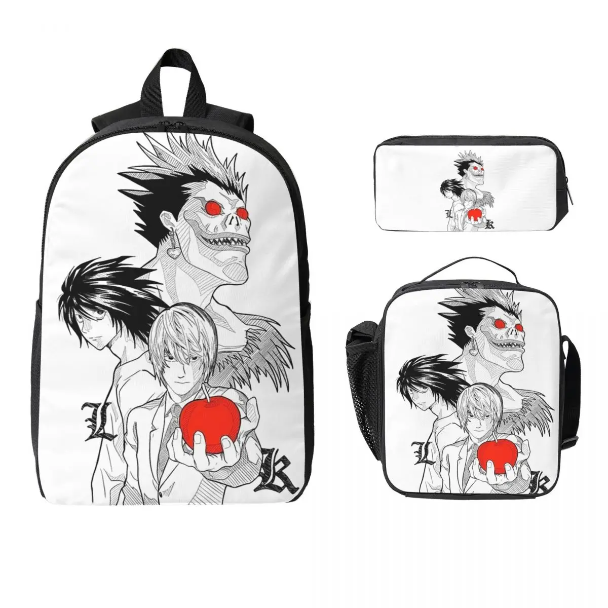 Death Book Death Note Anime Backpack Boys Girls BookBag School Bag Laptop Shoulder Bags 3ps Insulated Lunch Bag Pencil Case