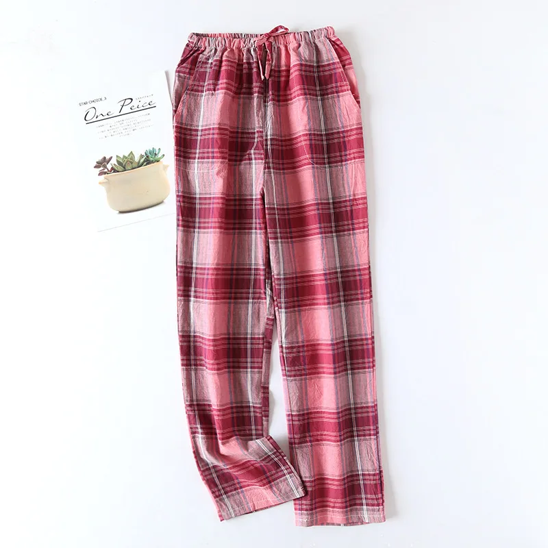 

Pajama Pants Women Pure Cotton Fashion Plaid Sleepwear Sleeping Pant Loose Spring Autumn Home Wear Pijama Trousers Female