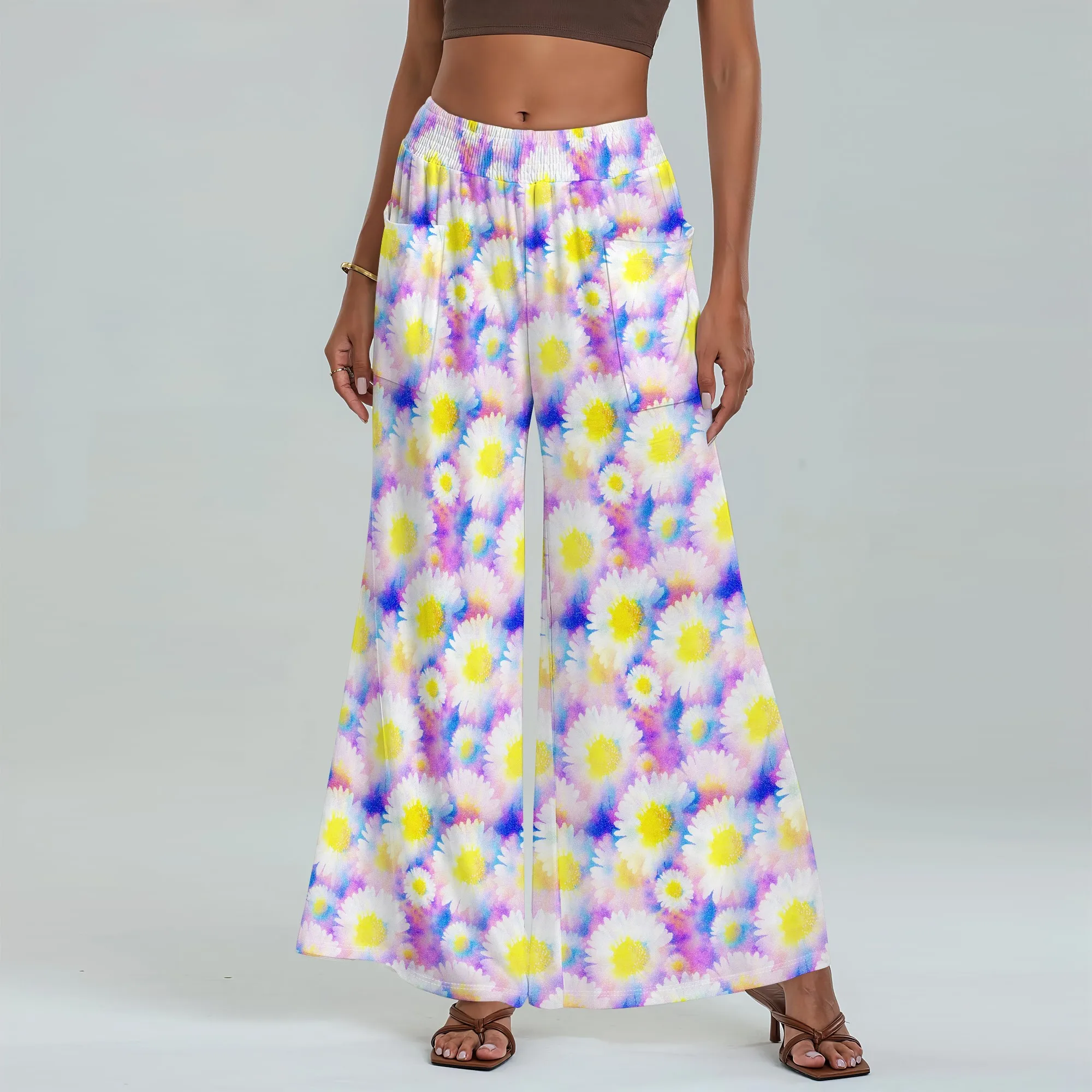 

Women's Wide Leg Pants with Pockets All Seasons Casual Comfort Floral Pattern for Beach Party Music Fest