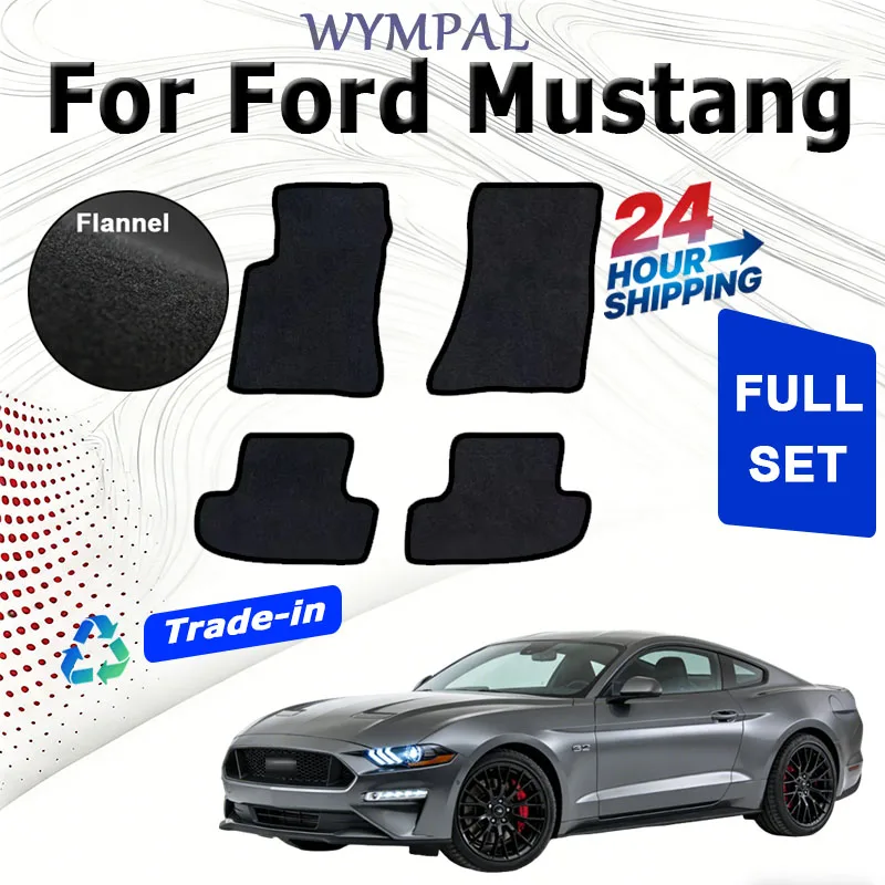 

ECOAUTO Velour rugs set For Ford Mustang 2015-2023 MK6 S550 Polyester suede Anti Slip black Backing red Binding Trim Edge "