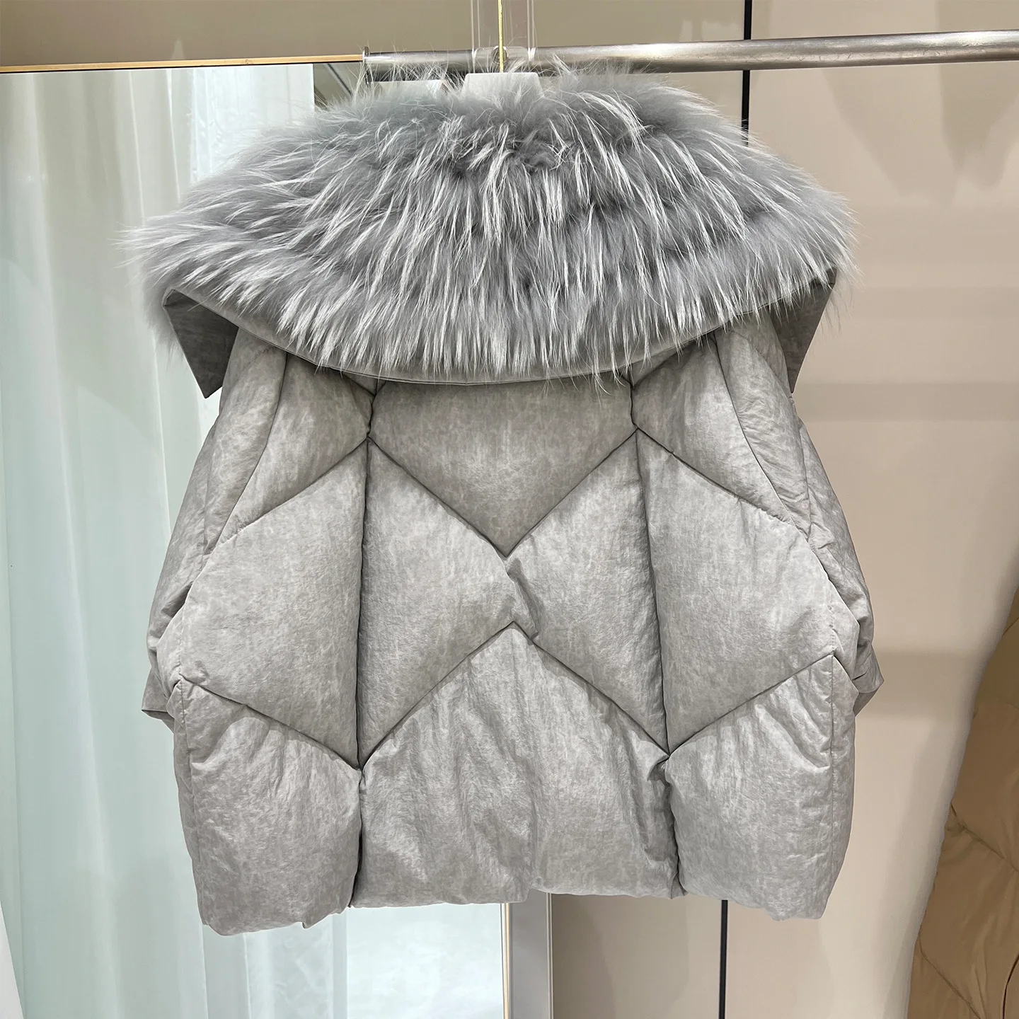 2026 Winter Nieuwe 90 Witte Eendendons Jas Grote Wollen Kraag Donsjack Voor Vrouwen Losse Dikke Rits Gewatteerde Sneeuw parka Jas