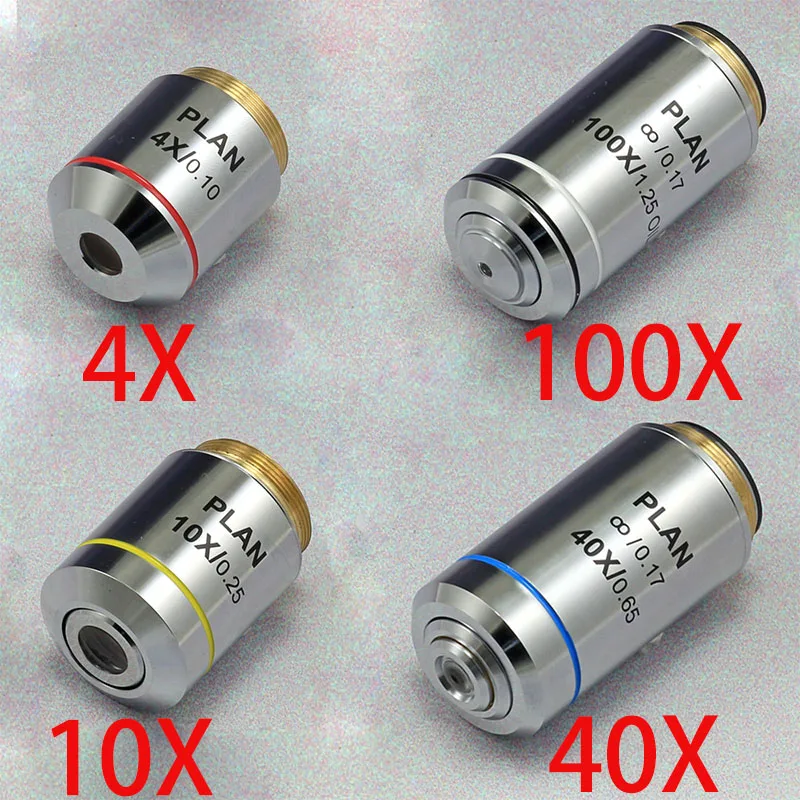 infinito plano objetivo lente 195 objetivos acromaticos para olympus microscopio profissional 4x 10x 20x 40x 100x 01