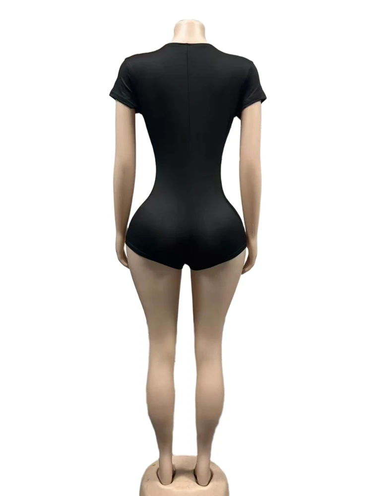 STYLISH LADY Sexy Deep V Plunge Bodysuit 2026 Summer Women Short Sleeve Stretchy Bodycon Short Jumpsuit Party Club Outfits view 6