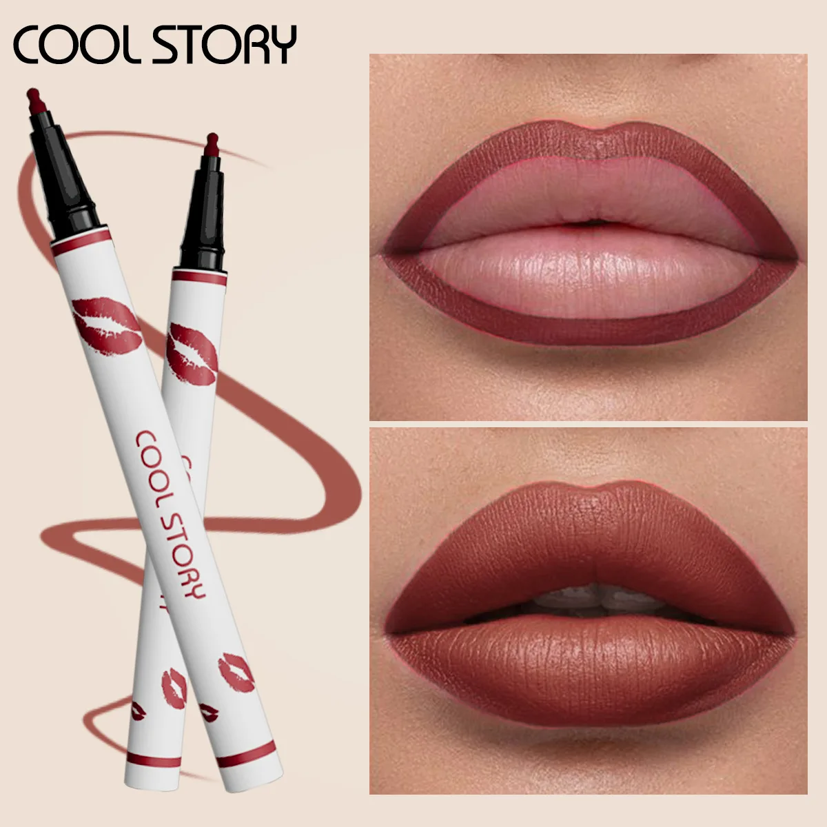 كول ستوري 14 لونًا غير لامع يدوم طويلاً، قلم تحديد شفاه سائل غير عرق غير لاصق، قلم ملمع شفاه سريع الجفاف #3