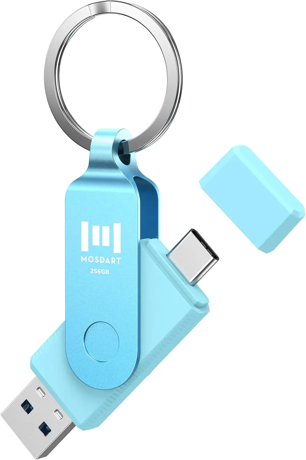 

256GB USB C 3.2 Fast Speed Dual Flash Drive with Keychain and LED, Compatible iPhone 15-17, Android, iPad, MacBook