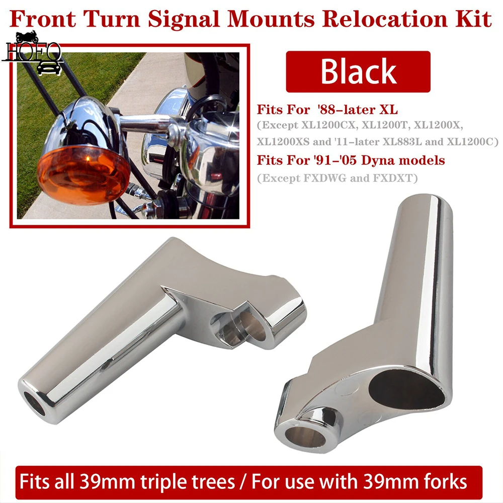 

1 Pair Motorcycle Turn Signal Relocation Bracket Kit For Harley XL 1988-Later Dyna Models 1991-2005 Fits All 39mm Triple Trees