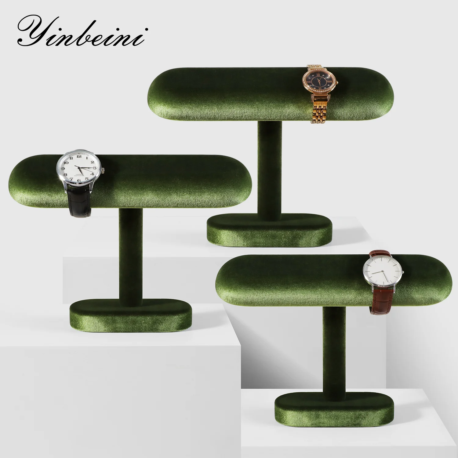 Yinbeini Velvet Watch Display Stand Jewelry Storage Rack for Watch Bracelets and Bangles Jewelry Display Holder TB002