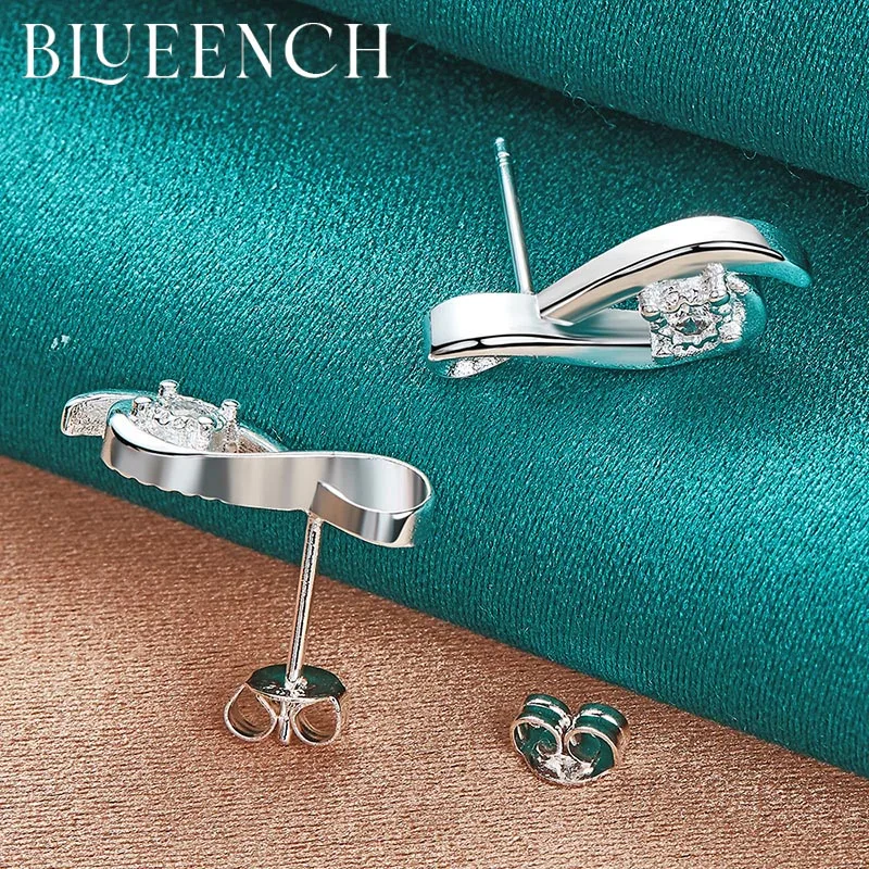 

Blueench 925 Sterling Silver Zircon Simple Temperament Stud Earrings Earrings for Women Proposal Wedding Fashion Jewelry