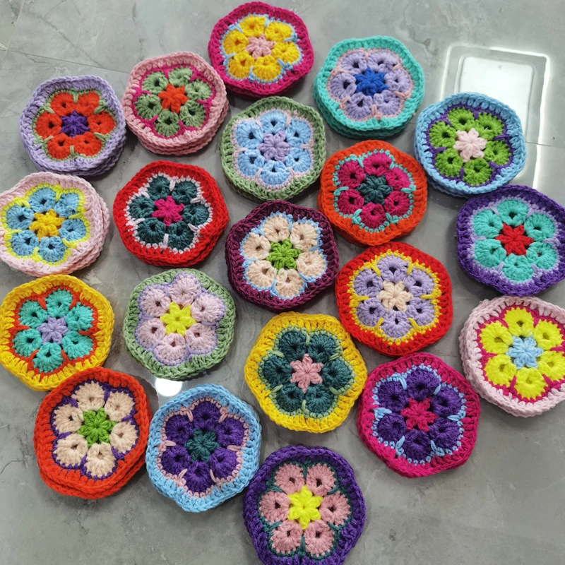 Original 11cm Hand Crochet Doilies Pad Handmade Flowers Cup Mat Photo Props Decorative Placemat DIY Clothes Accessory 30pcs/lot