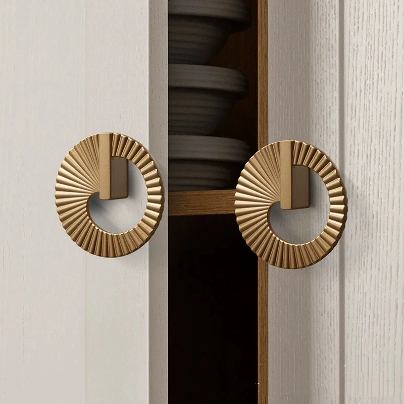2pcs French Solid Wood Furniture Wardrobe Doors Cabinets Drawers Kitchen Bathroom Handle, Semi-circular Matching Handles
