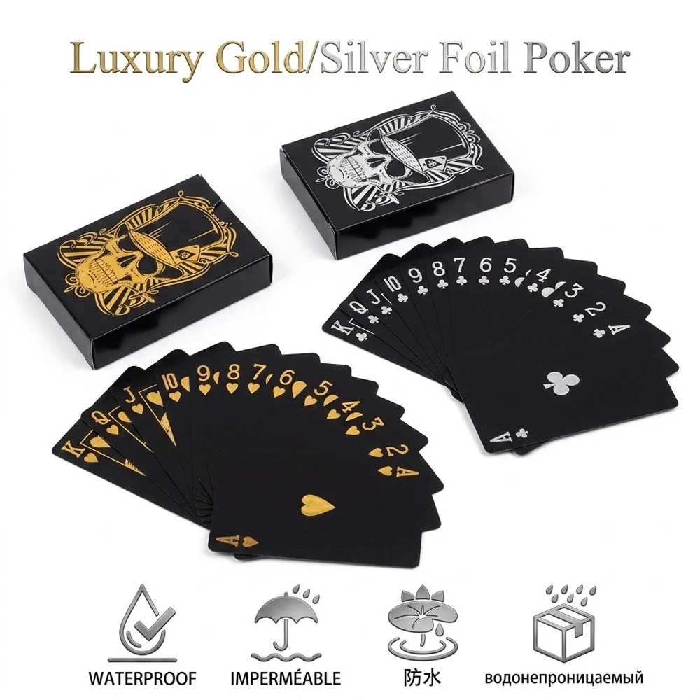 54pcs PVC Playing Cards, Creative Gothic Skull Poker , Matte Finish—Perfect for Parties, Magic Tricks, and Collectors