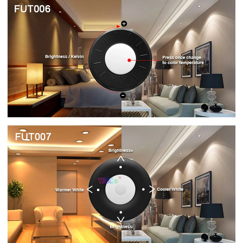 2.4G Color temperature LED Controller 4 Zone Rotating Wheel Remote Light dimmer Switch work for Miight Miboxer CCT Series Light