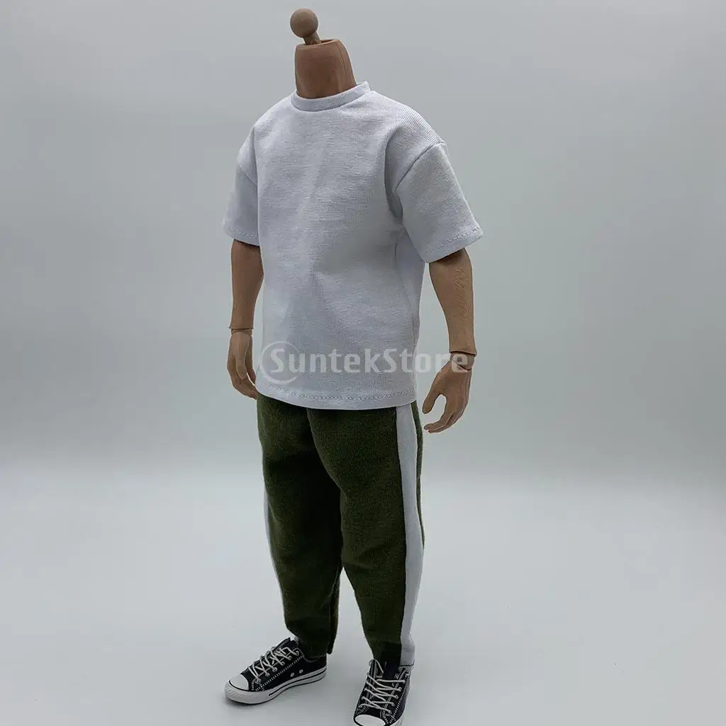 Figura de acción masculina a escala 1/6, conjunto de camiseta y pantalones de tela, ropa, muñecas