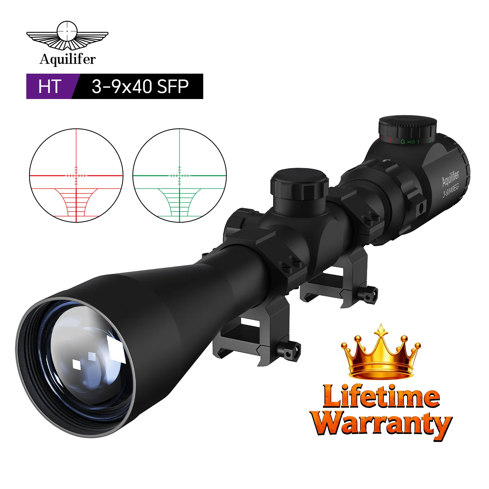 

Aquilifer 3-9x40 Rifle Scope First Focal Plane Optical for AR15 AK 22LR Hunting and Shooting AR15 Accessories