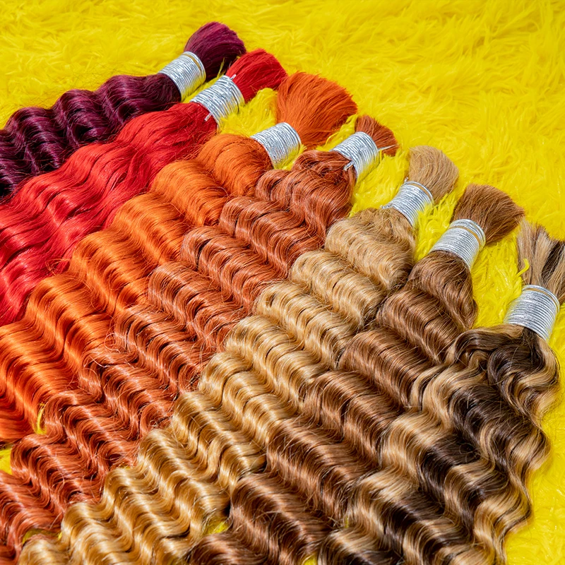 Highlight Deep Wave Human Hair Bundles 100% Unprocessed Human Hair Braiding No Weft Extension Weaving 18 22 26 30 Inch Wholesale