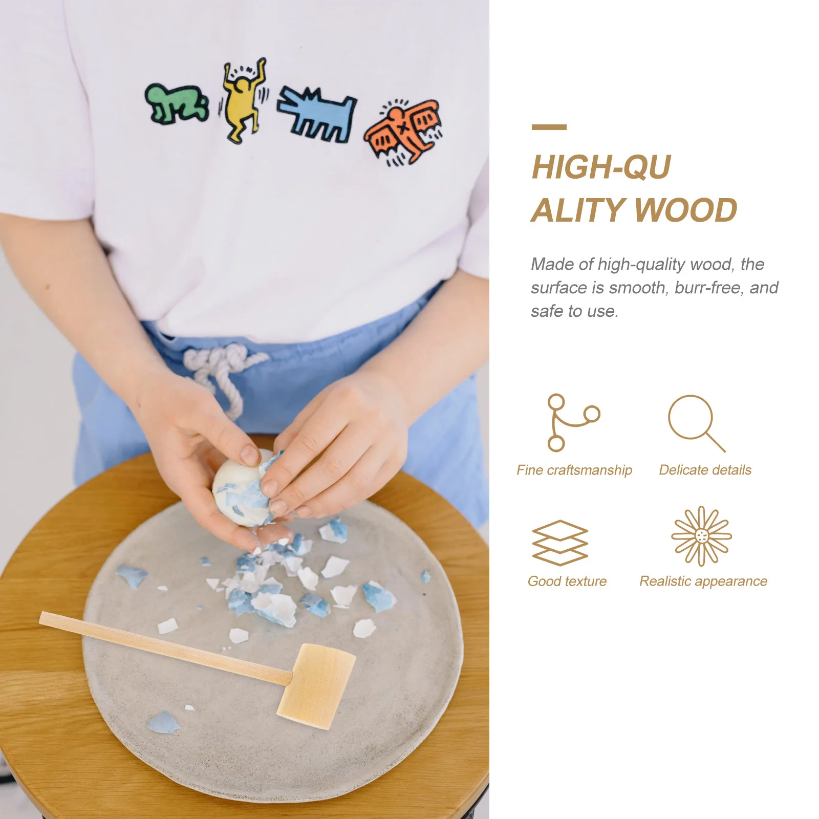 20개 소형 나무 망치 가벼운 휴대용 자연 마감 망치 베이킹 게임 어린이 활동 안전 크랙 도구