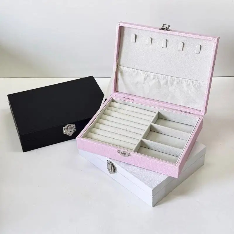 

Портативный высококачественный футляр для хранения ювелирных изделий, пылезащитный органайзер для колец, серег, ожерелий и аксессуаров, роскошный кейс из искусственной кожи