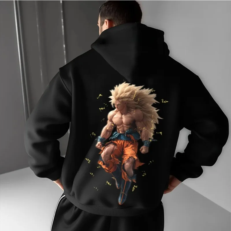Dragon Ball Animação Impresso Moletom 2025 Outono/Inverno Novo Masculino Solto Tendência de Rua Casual Versátil Pai Criança Suéter Top