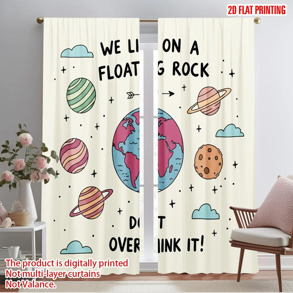 

2pcs 2D flat printing Drapes Space Earth Floating Rock Fabric Without Electricity Birthday Party Use for Photo Booths Birthdays