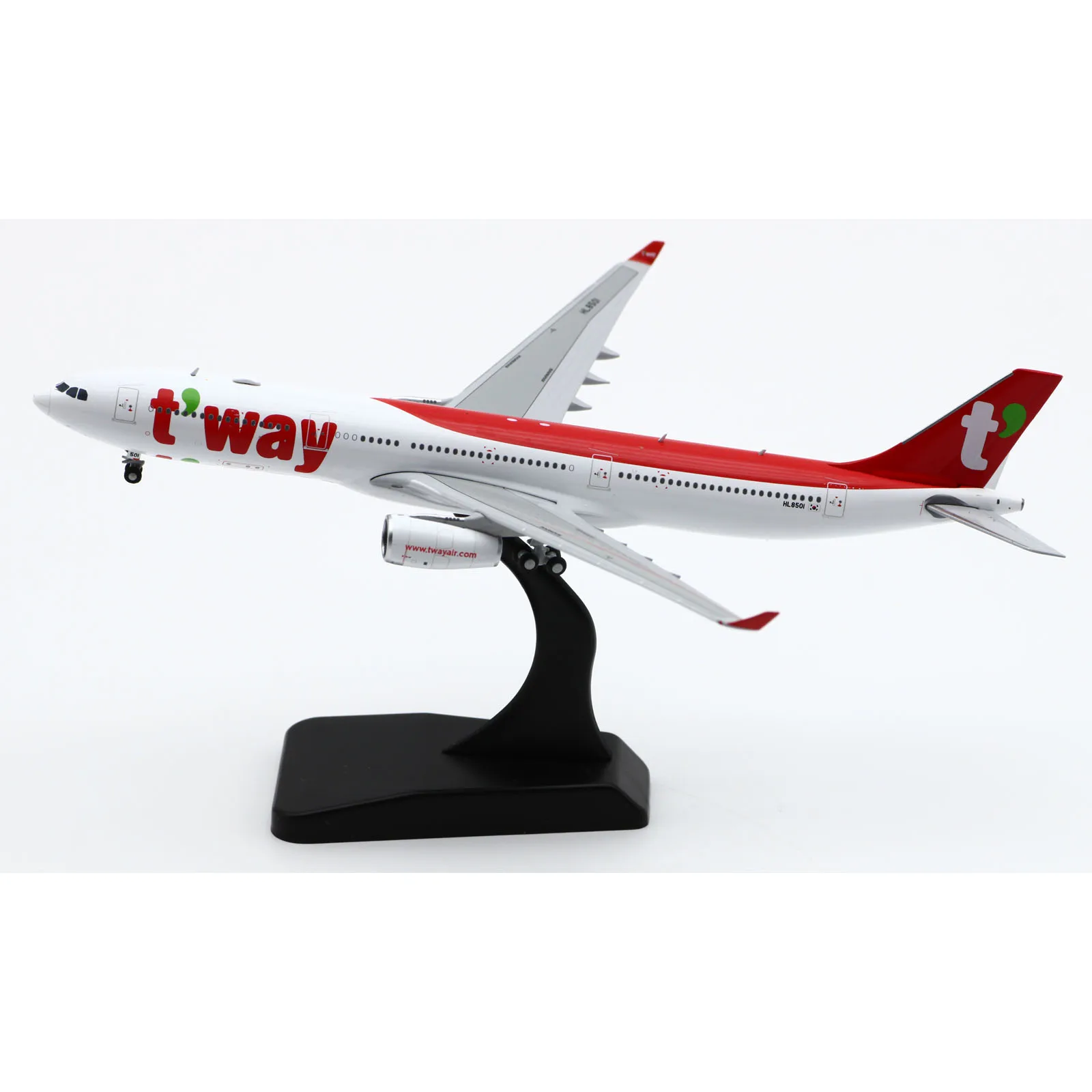 LH4283 Alloy Collectible Plane Gift JC Wings 1:400 T'Way Airlines Airbus A330-300 Diecast Aircraft Jet Model HL8501 With Stand