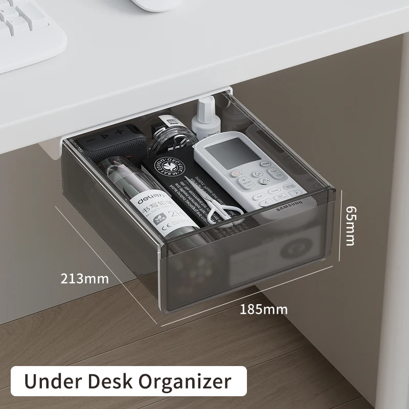 

Скрытый ящик для хранения под столом, простая установка, позволяет хранить кабели для передачи данных, зарядные устройства, наушники, скрепки и мелкие канцелярские принадлежности.