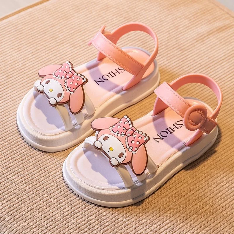 Sanrios Kuromi Kids Sandals My Melody Cute Summer Non-Slip Beach Shoes Anime Soft Casual Shoes Cartoon Sweet Slippers Girl Gift