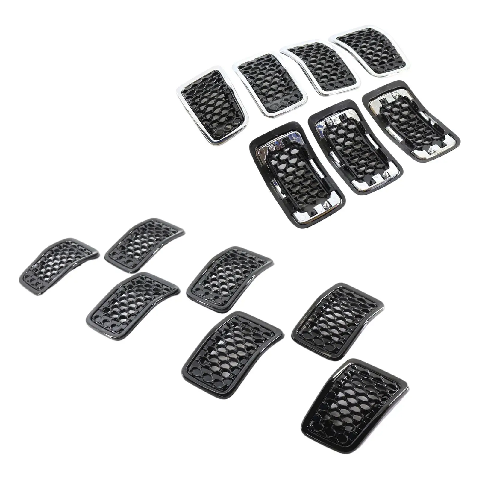 7 Pieces Front Mesh Grille Insert Accessories Fit for Jeep Cherokee 19-22