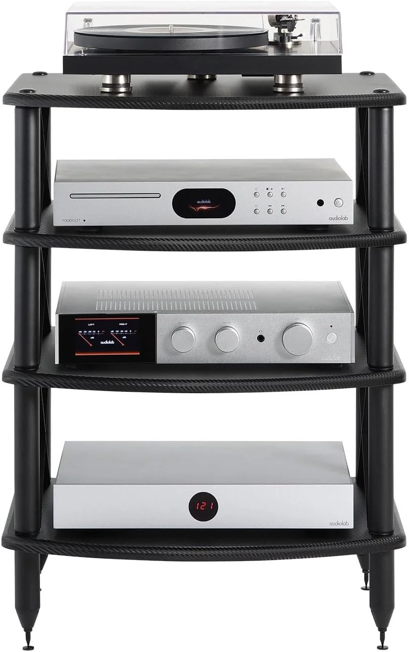 Pangea Audio-Vulcan X 4 Shelf Audio Rack, Media Stand, Componentes do Gabinete, Rosenut Red