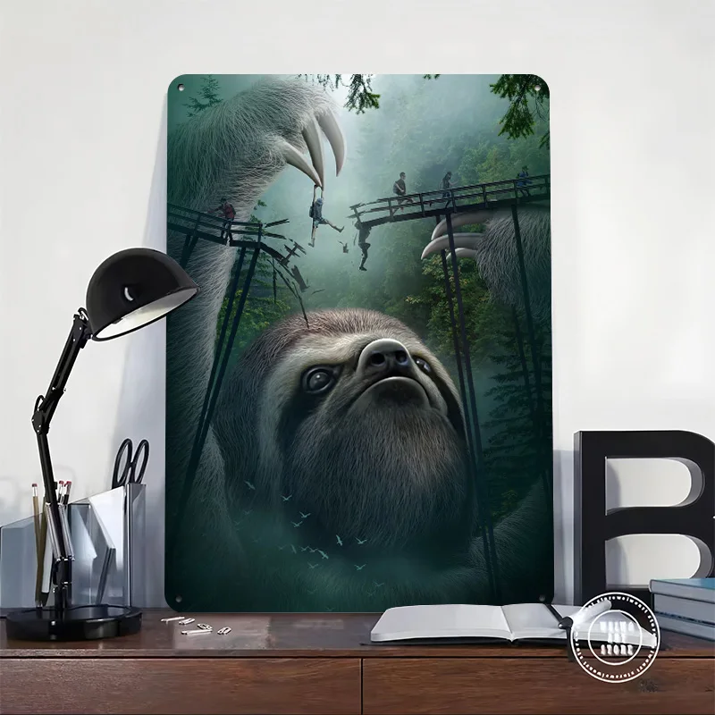 HEROIC SLOTH 3D Texture Printed Poster Custom Vintage Metal Tin Plate Sign for Wall Art Decoration Bedroom Accessories House