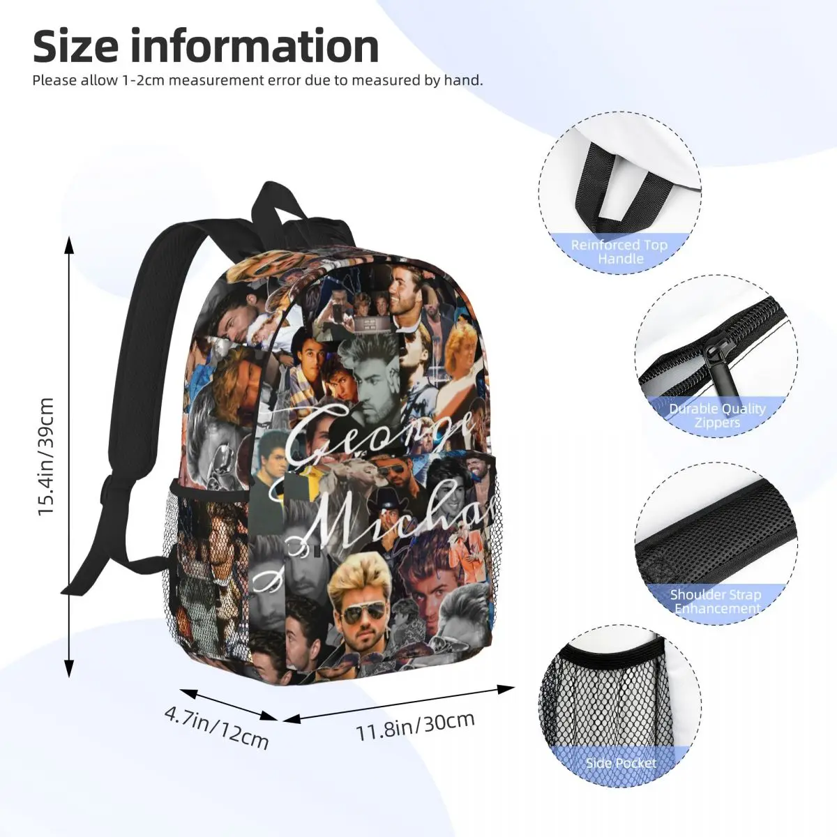 George Michael Backpack Hot Sale Daypack Large Capacity Boys Girls BookBag Shoulder Bags for Men Women Kids School Bag