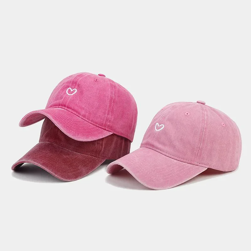 Hat New For Women Men Washed Cotton Baseball Cap Soft Top Embroidered Love Retro Simple Snapback Outdoor Hats