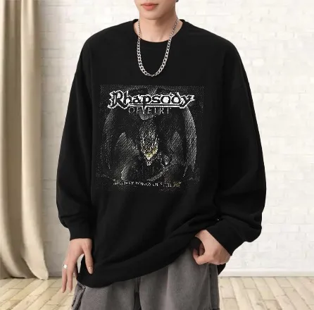 

Футболка для мужчин, осенняя футболка Harajuku Essentials для бега с длинными рукавами и графическим рисунком Rhapsody Of Fire, винтажная одежда, футбольная футболка с принтом