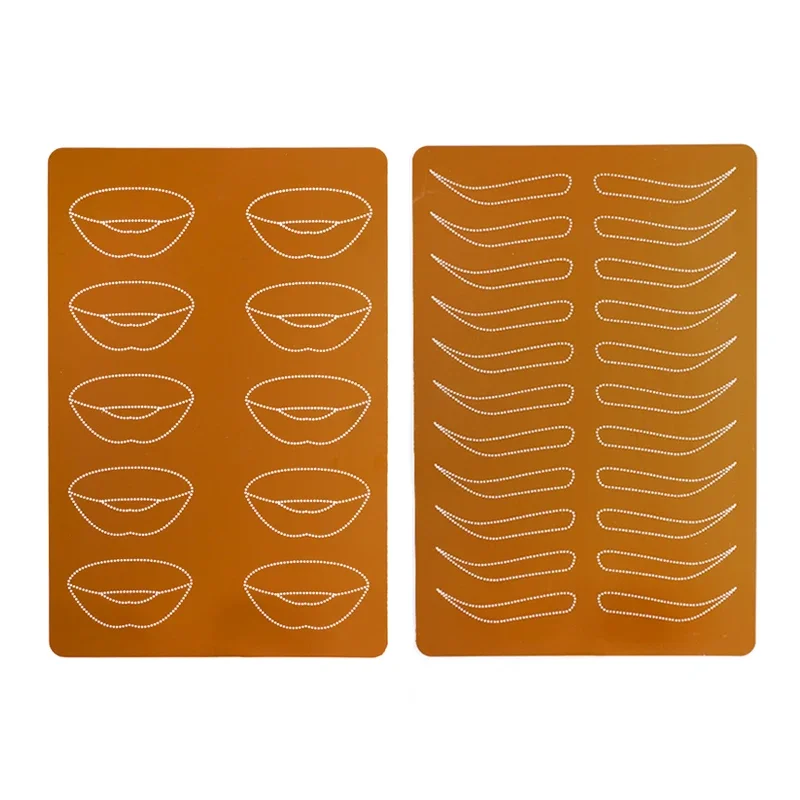 لوح لاتكس للتدريب على المكياج الدائم من السيليكون بطباعة كلا الجانبين مع تصميم الحواجب والشفاه للمبتدئين