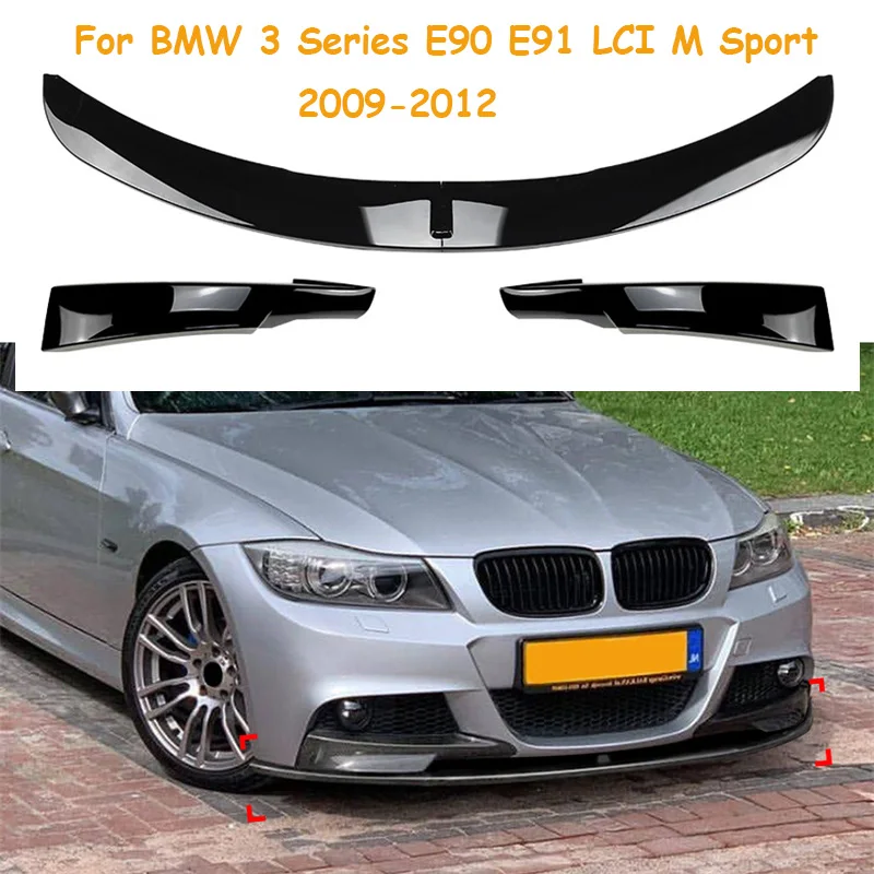 

Блеск для BMW 3 серии E90 E91 LCI M Sport 2009-2012, автомобильный передний бампер, спойлер, диффузор, разветвители, передние бамперы, защитная отделка