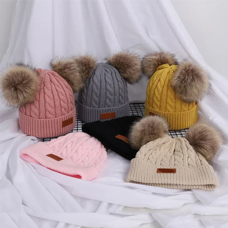 

Милая двойная детская шапка, детская шапка, теплые осенне-зимние шапки для детей, для мальчиков и девочек