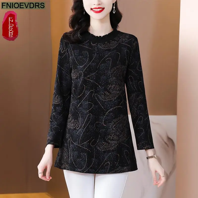 M-5XL Loose Clothes New Design 2023 Autumn Winter Woman Fashion Basic Shirts Long Sleeve Tunic Peplum Bling Bright Tops Blouses