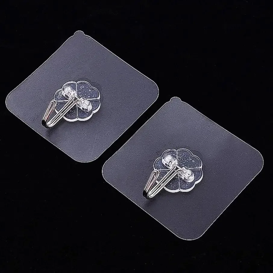 4PCS Wall Hooks Strong Transparent Suction Cup Sucker Hanger Kitchen Bathroom Multi Use Adhesive Hook Door Traceless Organizer