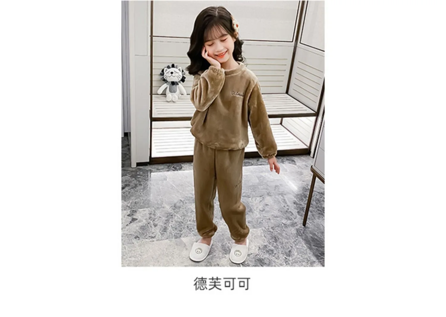 Baby Herbst-Winter Fleece-Pyjama-Set für Jungen und Mädchen, Langarm-Oberteil und Hose, Warme Homewear, Weiche Kinder-Loungewear, Locker Sitzend, Lässig – Detail 6