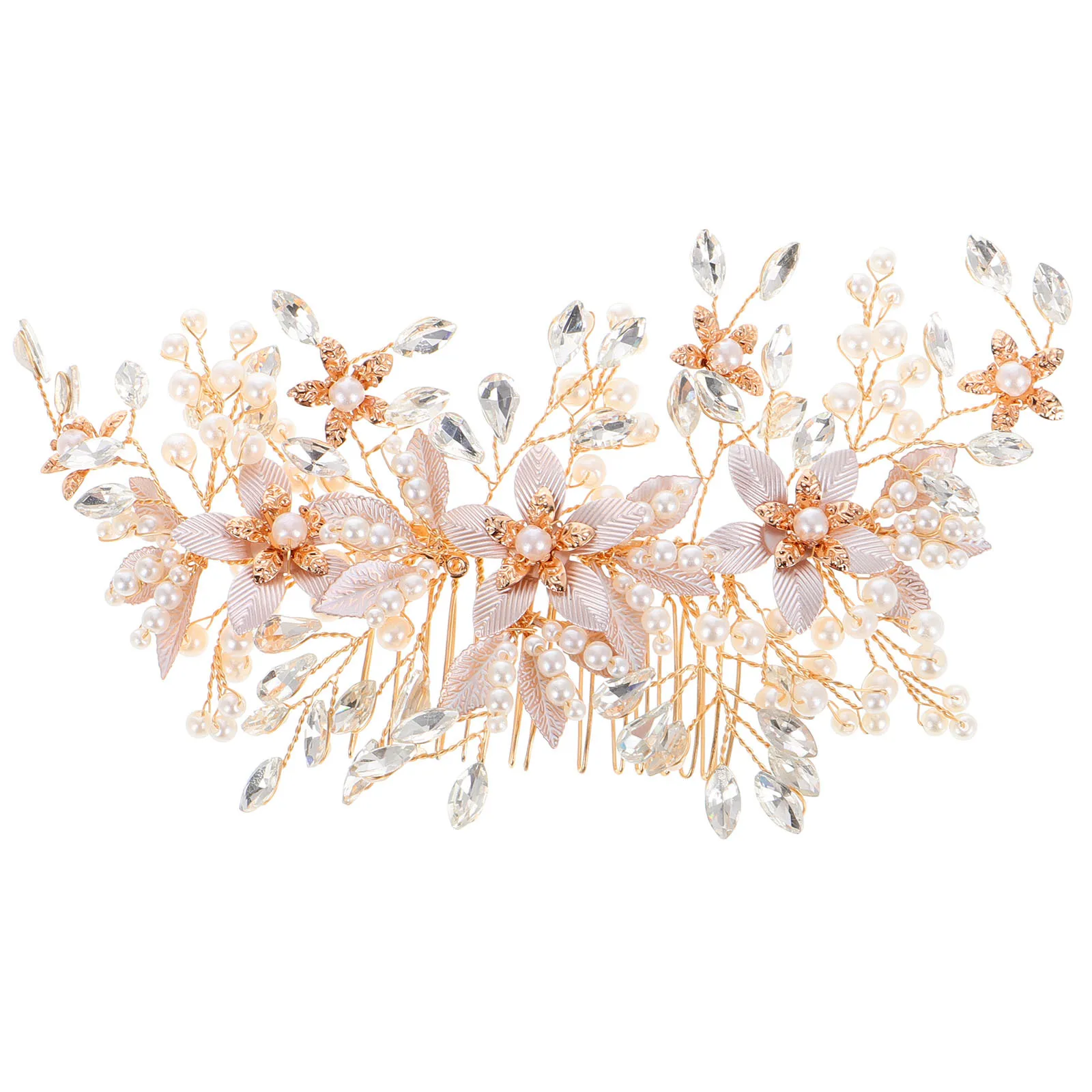 

Pearl Flower Bridal Hair Comb Rhinestone Crystal Wedding Hair Clip Headpiece Accessories for Bride Flower Bridal Comb