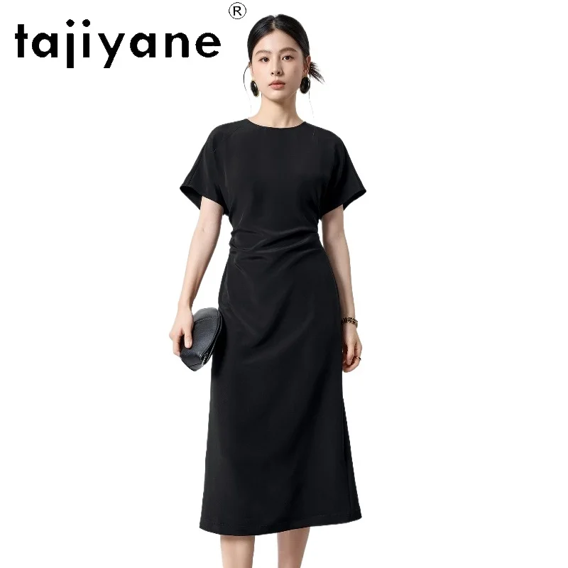 

TAJIYANE 28MM 91.7% Mulberry Silk Dresses for Women Elegant Black Fitted Long Dress Casual Summer Frocks Woman Clothes 2026 원피스