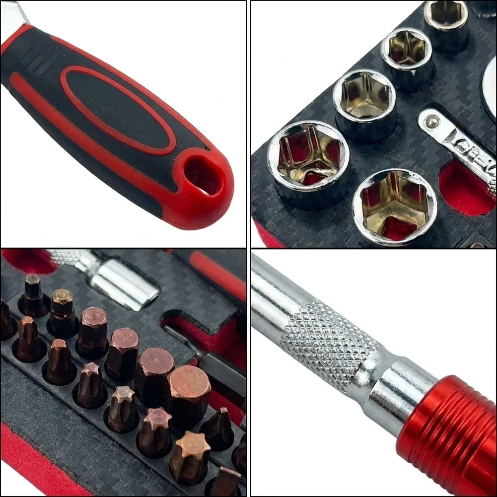 For Automotive Repairs 1 4 Drive Ratchet Set For Car Maintenance Ratchet Wrench Set Automotive Eva Shock-absorbing Liner