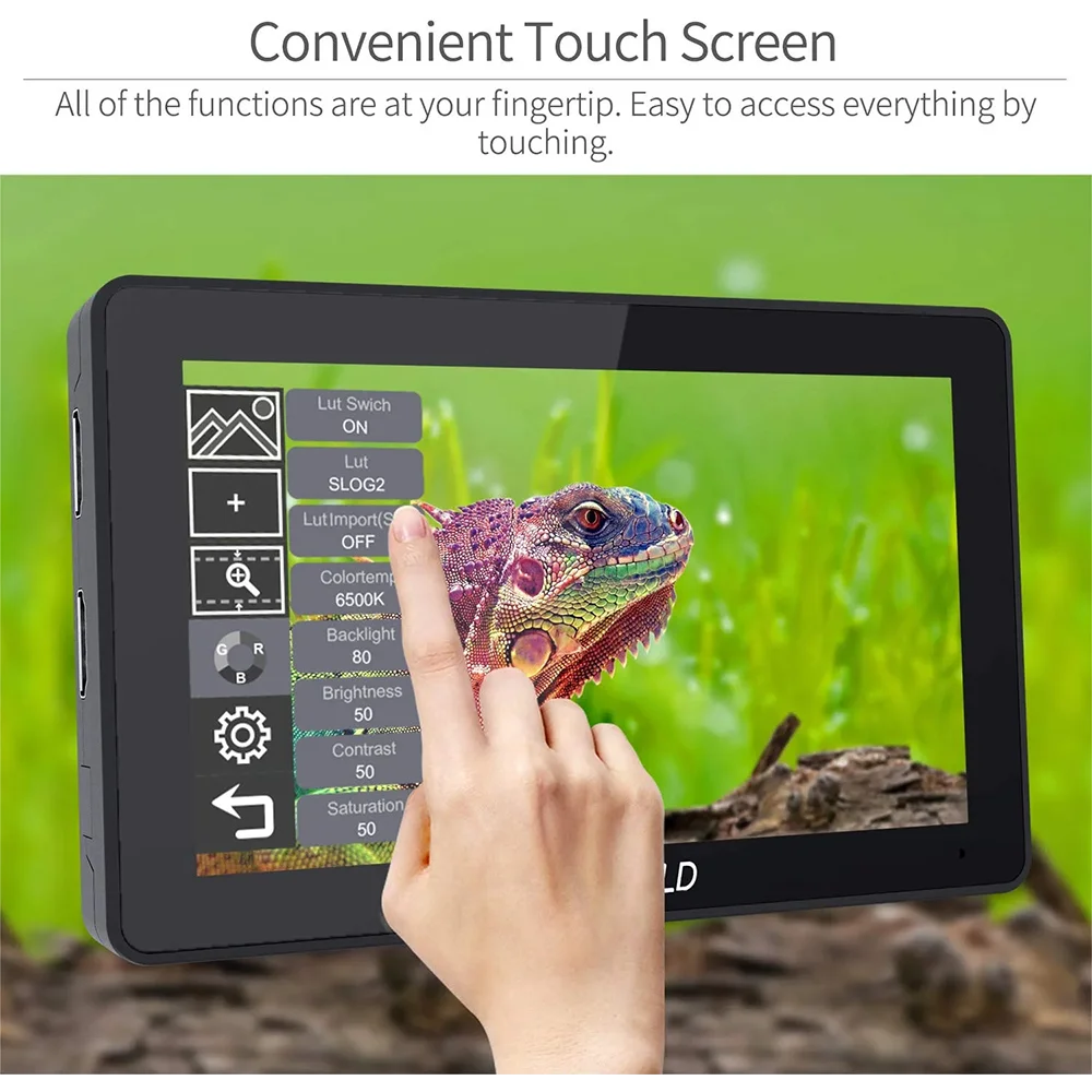 Imagem -02 - Feelworld-monitor de Campo Touch Screen Câmera Dslr Lut 3d Ips Fhd Vídeo Focus Assis 1920x1080 f6 Plus v2