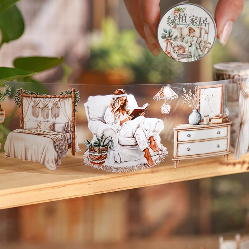 

Бумага Mr, 6 рулонов/пакет, серия Green Plant Home, матовая бумажная лента для домашних животных, набор высечки, лента Washi, красочная лента, канцелярские товары