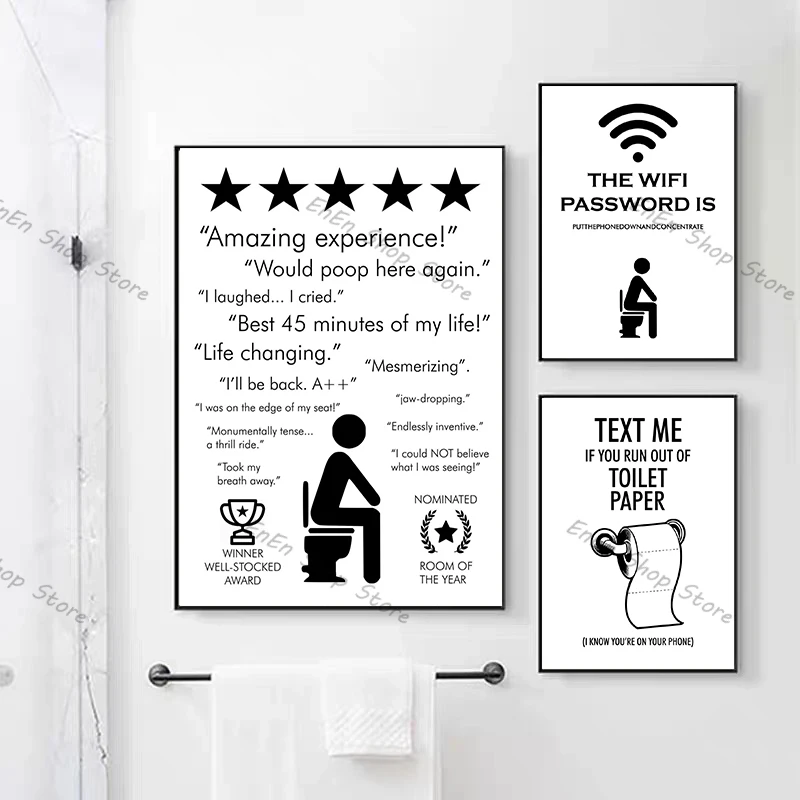 Funny Bathroom Rules Sign Nordic Black White Canvas Paintings Humour Posters Prints Wall Art for Toilet Room Wall Decor Cuadros