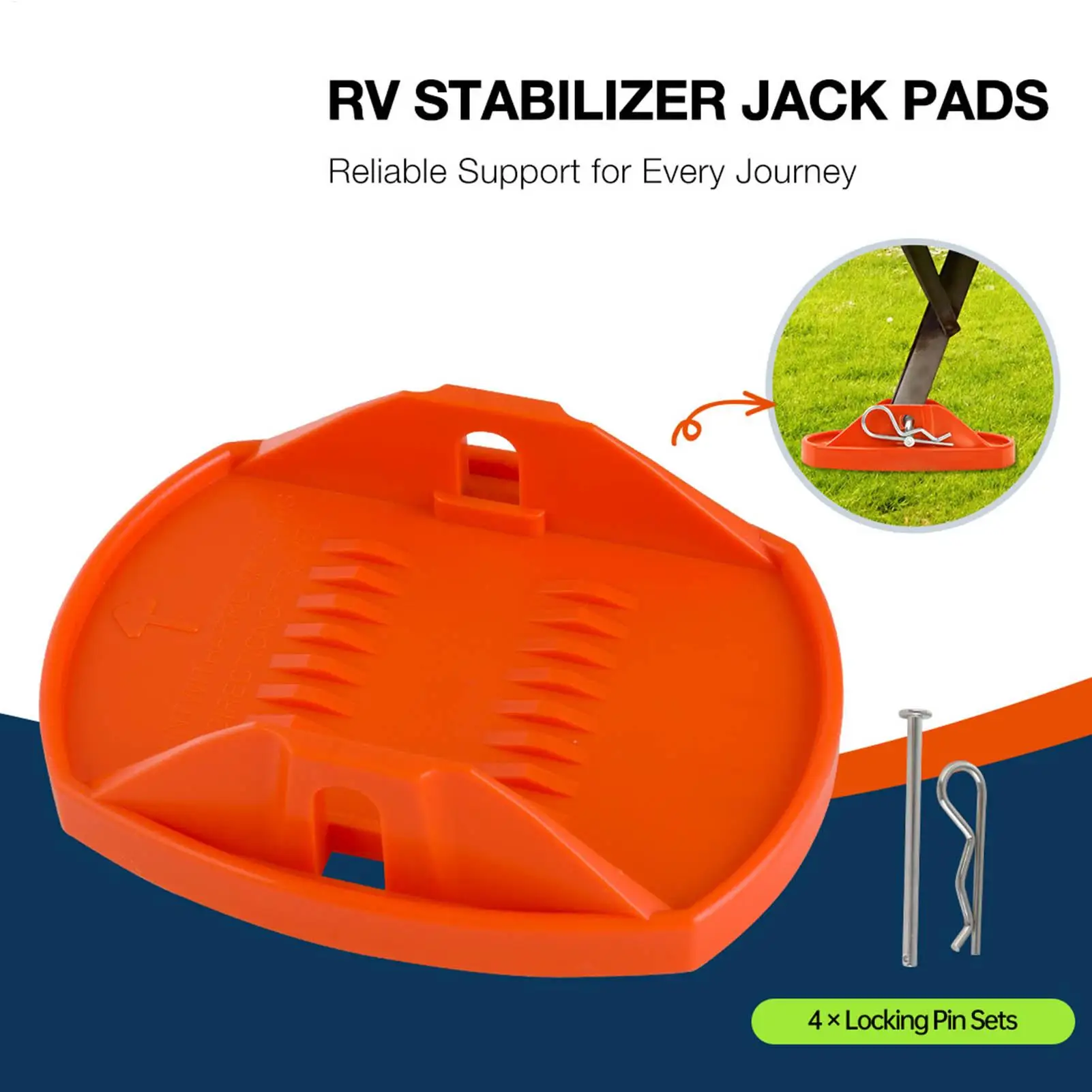 Camper Jack Pads 4 Pieces Trailer Foot Cushions With Locking Pin Travel Trailer Stabilizer Cushions For RV Camper Caravan