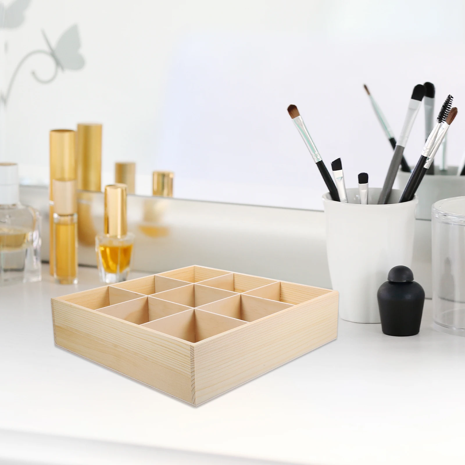 

Wooden Storage Box Multi Compartments Jewelry ganizer Decorative Boxes for Women Desktop Vanity Table Cosmetics Earring Ring