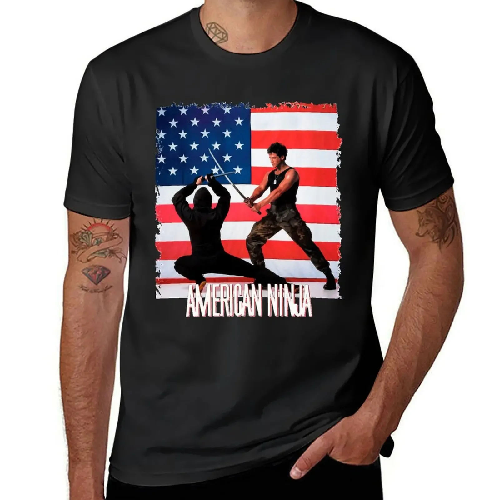 Camiseta de artes marciales de Ninja americano para hombre, camisa clásica de estrella negra de Michael Dudikoff, personalizada, 100 ℅ de algodón