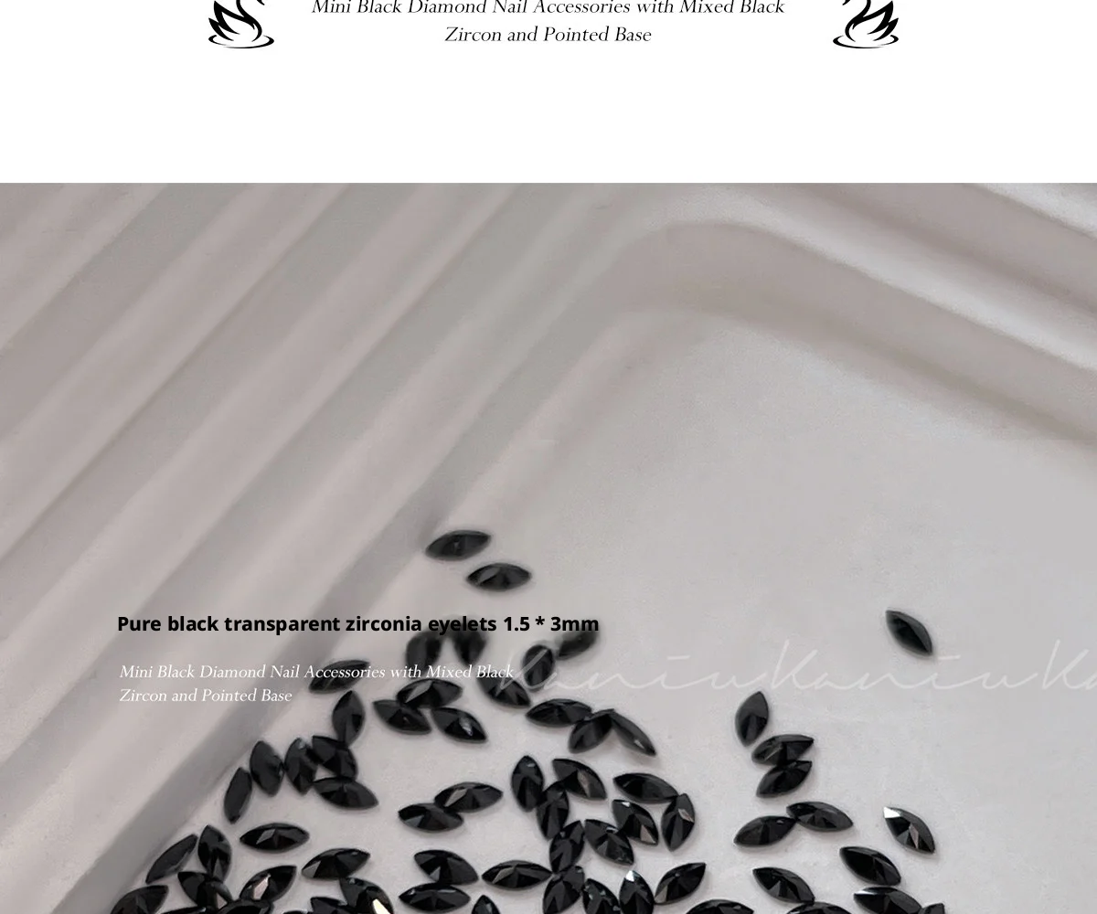 Kaniu Flash Black Flat-Back Zirkon Nail Art 5A Mini Silber Tropfen Schwan Strass Material Kit – Detail 8