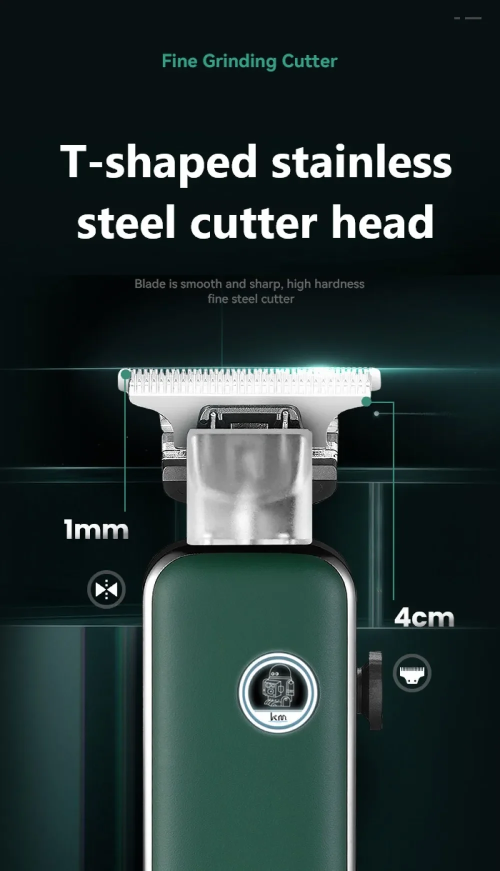 Kemei Elektrische Haarschneidemaschine Leuchtende Hochleistungs-Stille Haarschneidemaschine Mann Rasierer Trimmer Für Männer KM-5098 – Detail 3